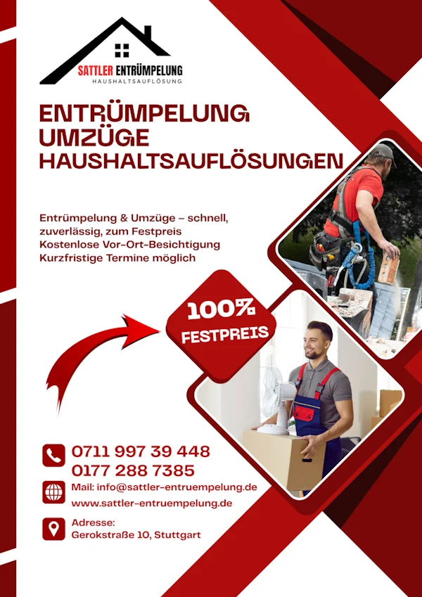 Sattler Entrümpelungen. Professionelle Entrümpelungen in Stuttgart.